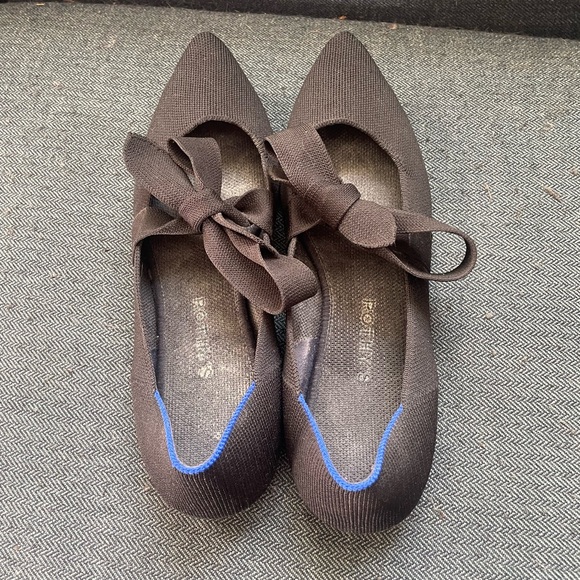 Rothys Womens Mary Jane Black Point Bow Flats - Picture 7 of 11